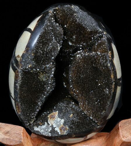 Septarian Dragon Egg Geode - Black Calcite Crystals #34701